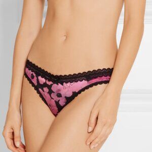 Agent Provocateur June Black and Pink Floral Silk Brief NWT